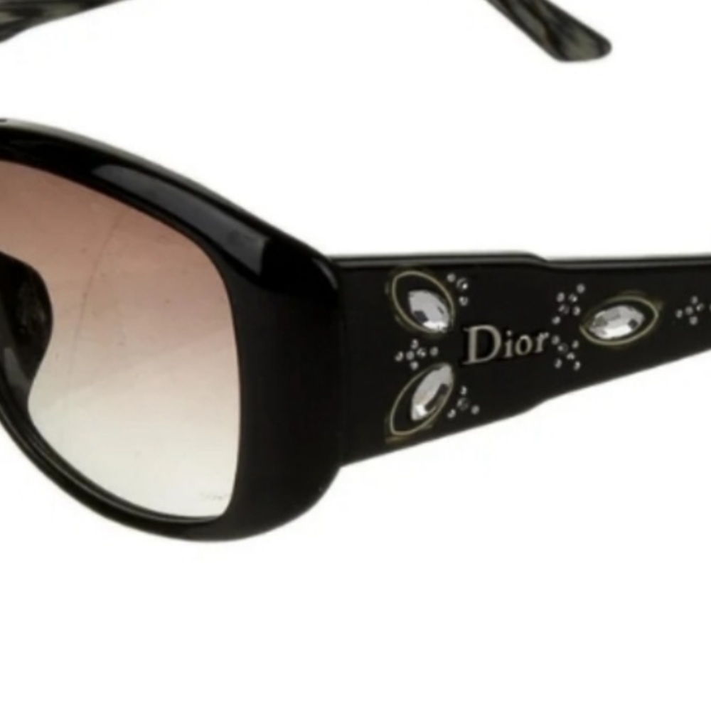 Christian Dior Swarovski Crystal Black Acetate Square Gradient Lenses Sunglasses